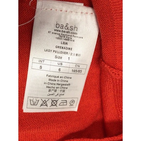 Ba&Sh Womens Solid Knit Open Twist Back Cashmere Silk Sweater Red - Picture 9 of 12